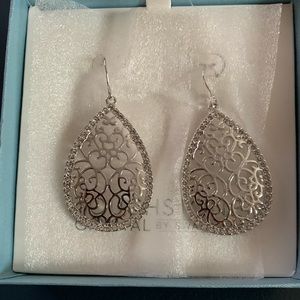 Touchstone Crystal  sterling silver Lacewoek earrings